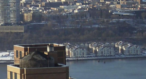 Look closely in the upper right, and you can see the plane as it was approaching the river.